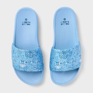 Roller Rabbit X Target Adult Floral Vines Slide Sandals Blue 11/12 NWT